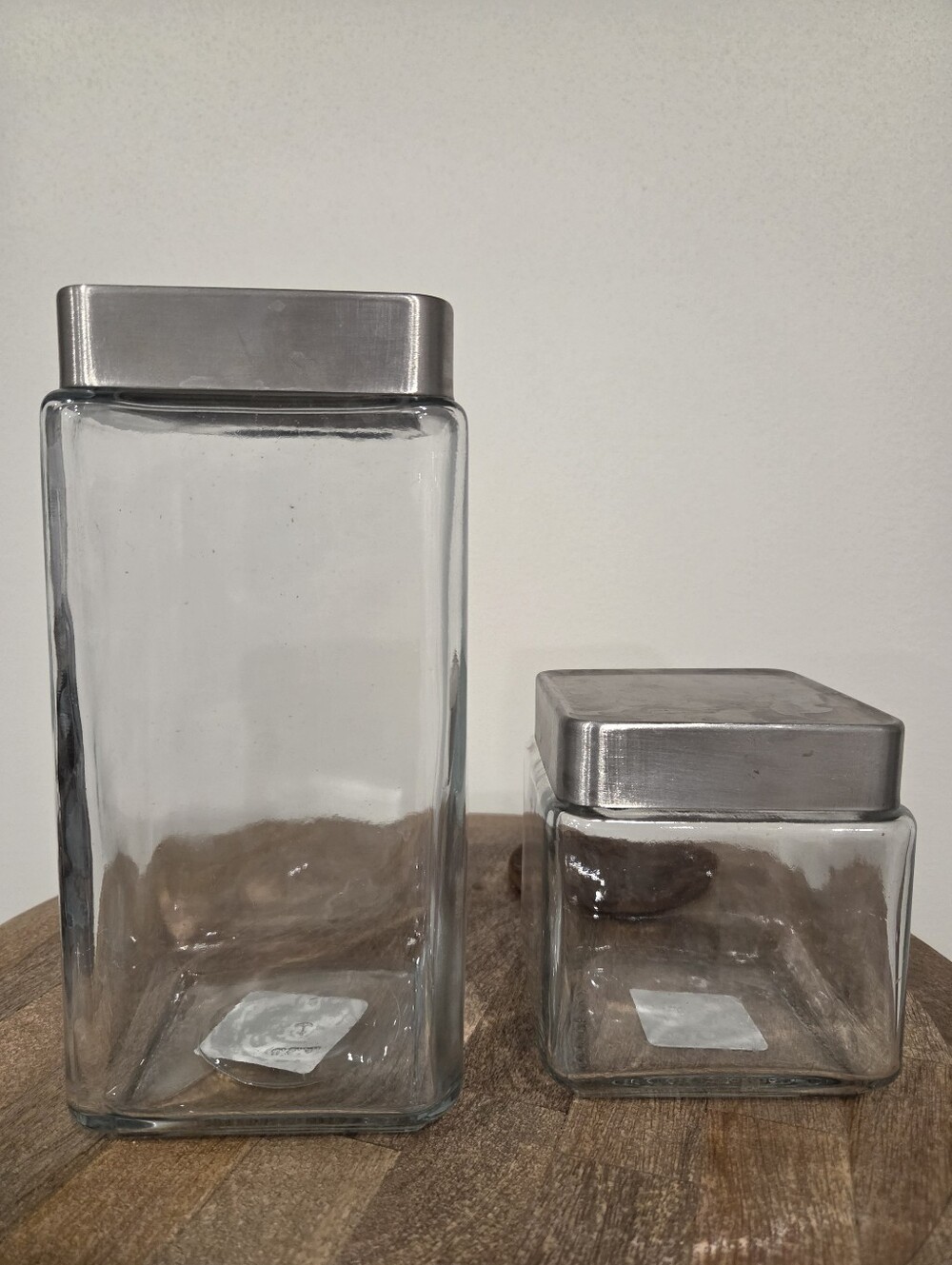 Glass Storage Canister Set with Stainless Steel Airtight Lids - Clear